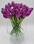  35cm hossz, 4,5-5cm-es fej, csodaszp, leth szilikon-gumi tulipn, 2db levllel: lils mlyva