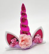  15cm magas, 15cm szles, csodaszp, fnyes-virgos unikornis szarv flekkel: pink