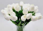  35cm hossz, 4,5-5cm-es fej, csodaszp, leth szilikon-gumi tulipn, 2db levllel: hfehr