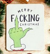  8cmx6cm-es sznes fa dekor tbla: Grincs-es: Merry F*cking christmas