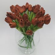  35cm hossz, 4,5-5cm-es fej, csodaszp, leth szilikon-gumi tulipn, 2db levllel: karamell
