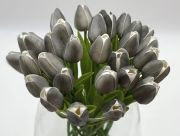  35cm hossz, 4,5-5cm-es fej, csodaszp, leth szilikon-gumi tulipn, 2db levllel: Vintage szrke